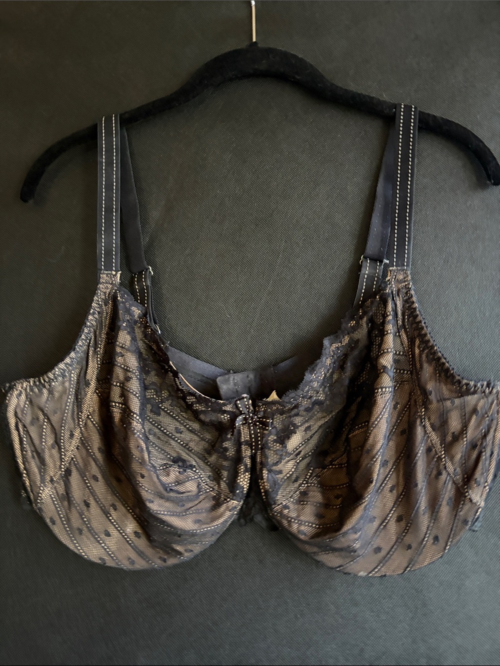 Chantelle Brown and Black Lace-Trim Underwire Bra